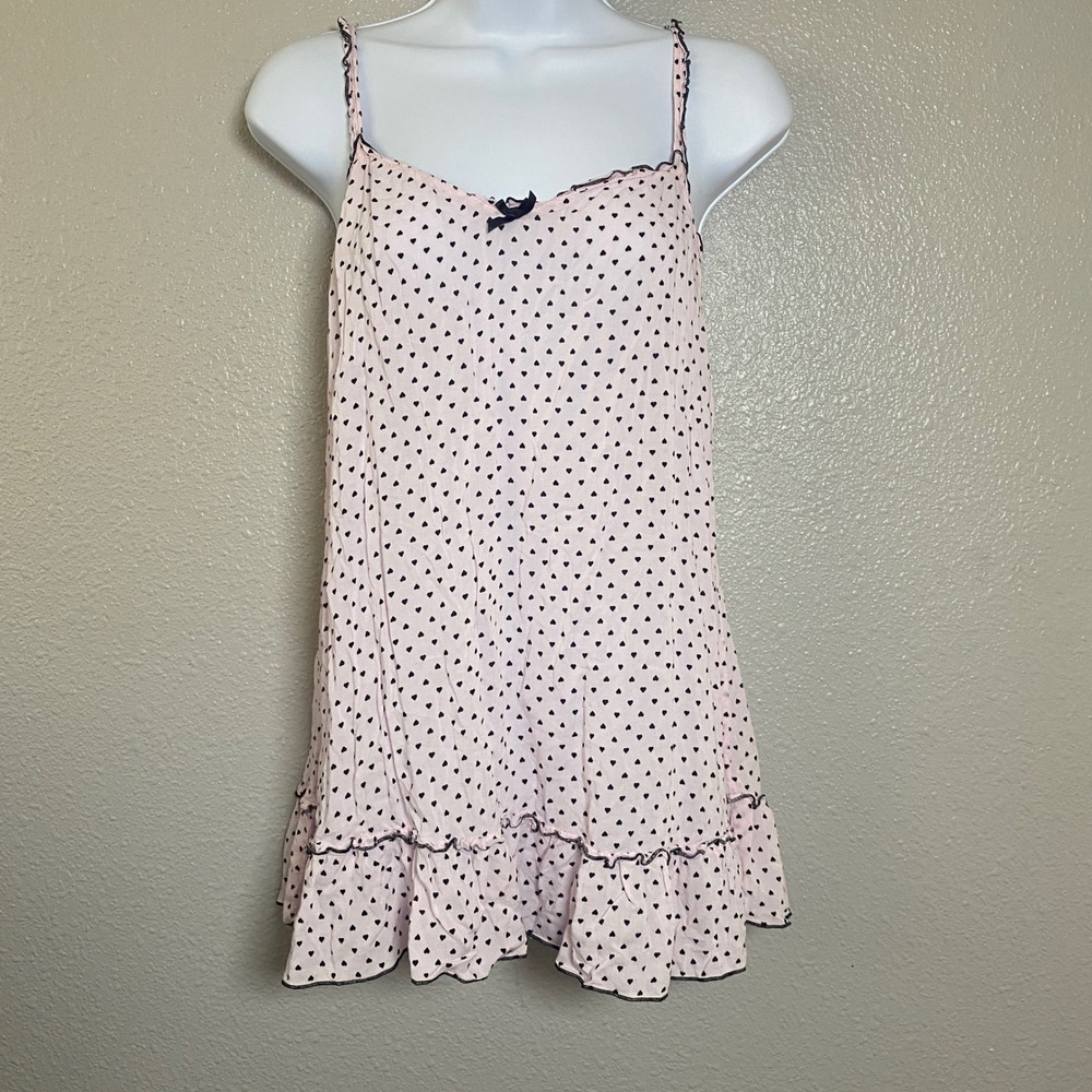 Pink Heart Print Slip Medium Y2K Coquette Feminine Girly Dainty Romantic Casual